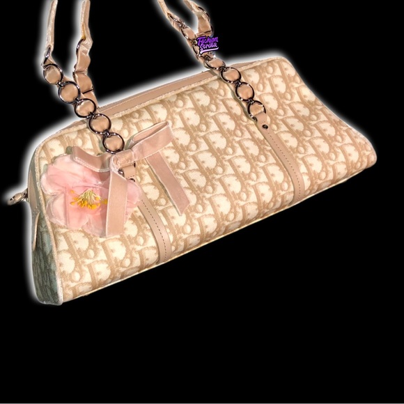 Christian Dior Beige Y2K Girly Flower Monogram Trotter Logo Leather Handbag - Picture 8 of 17